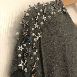Grey T-Shirt with Shoulder Embellishment